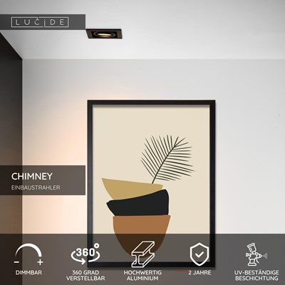 Lucide CHIMNEY - Einbaustrahler - 1xGU10 - Schwarz